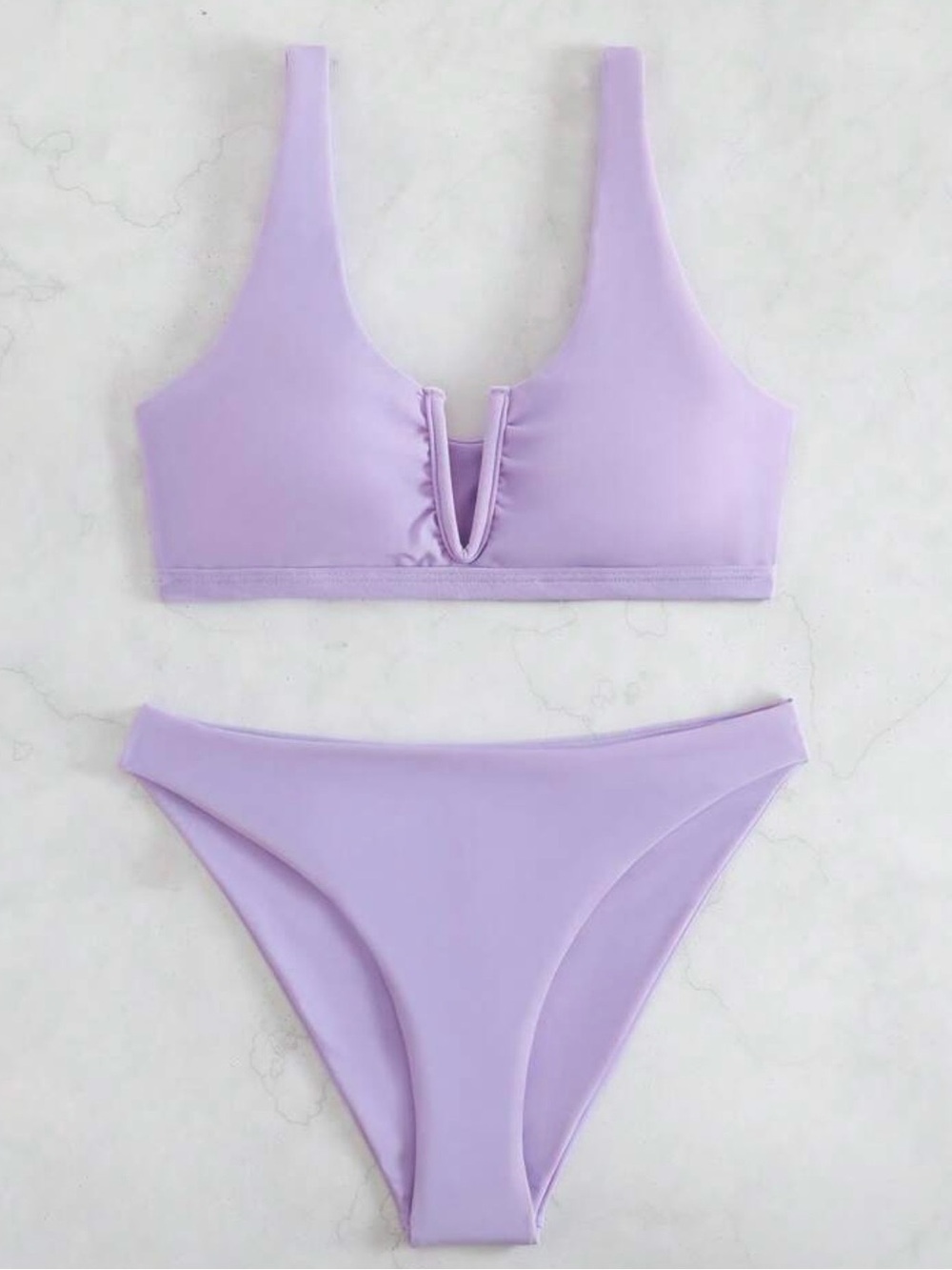 SHEIN lavender  V-Notch Bikini Set